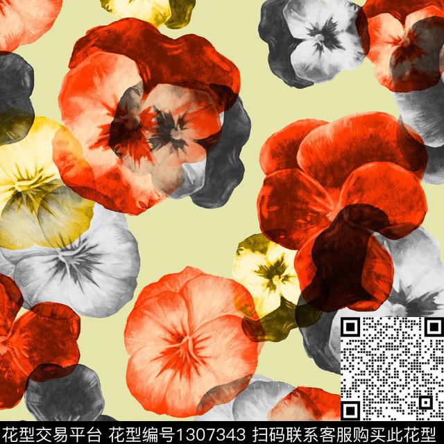 纸印花炫彩女装数码印花华亿平台下载（图片编号: 1307343） - 瓦栏（Walan）