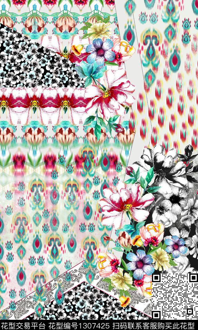 定位花花卉春夏华亿平台数码印花华亿平台下载（图片编号: 1307425） - 瓦栏（Walan）