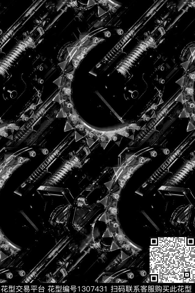 大牌男装几何元素酷黑时尚数码印花华亿平台下载（图片编号: 1307431） - 瓦栏（Walan）