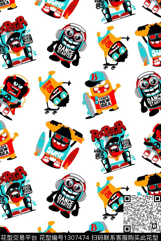 童装满版散花卡通猩猩传统印花华亿平台下载（图片编号: 1307474） - 瓦栏（Walan）