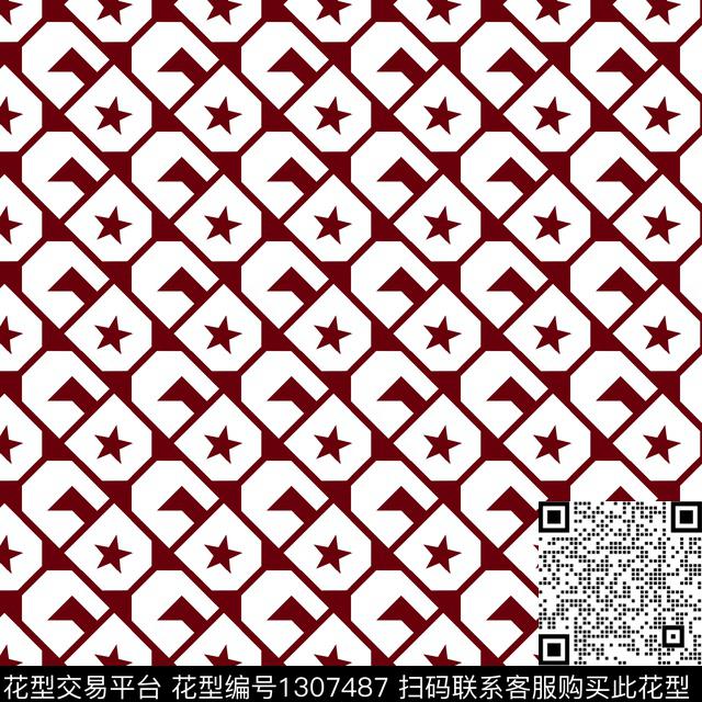 几何简约字母传统印花华亿平台下载（图片编号: 1307487） - 瓦栏（Walan）