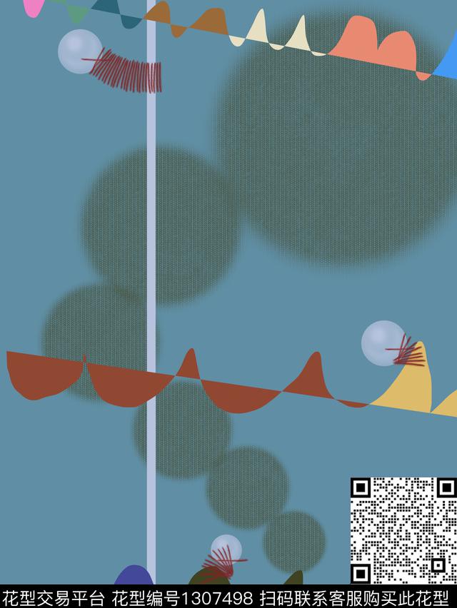 插画涂鸦几何数码印花华亿平台下载（图片编号: 1307498） - 瓦栏（Walan）