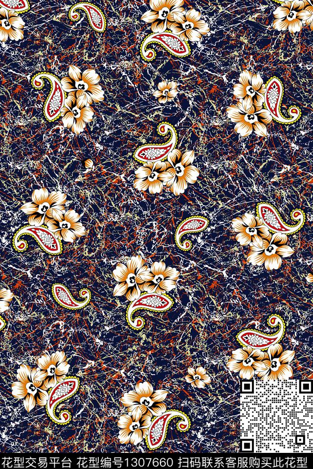 复古佩斯利民族风数码印花华亿平台下载（图片编号: 1307660） - 瓦栏（Walan）