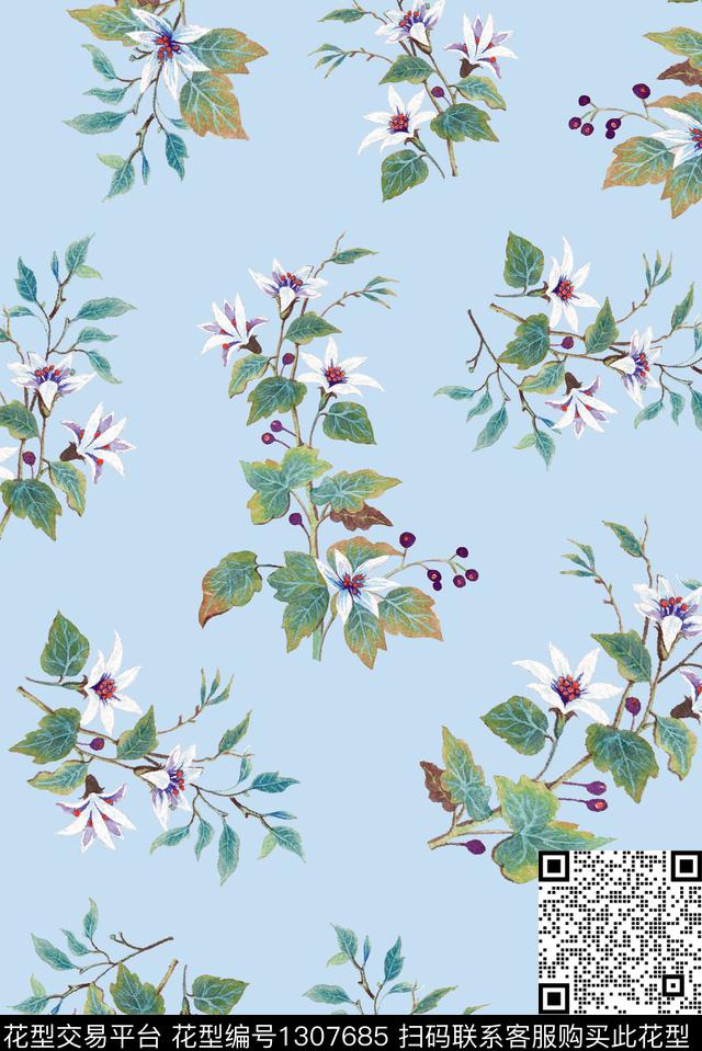 大牌风小清新小碎花数码印花华亿平台下载（图片编号: 1307685） - 瓦栏（Walan）