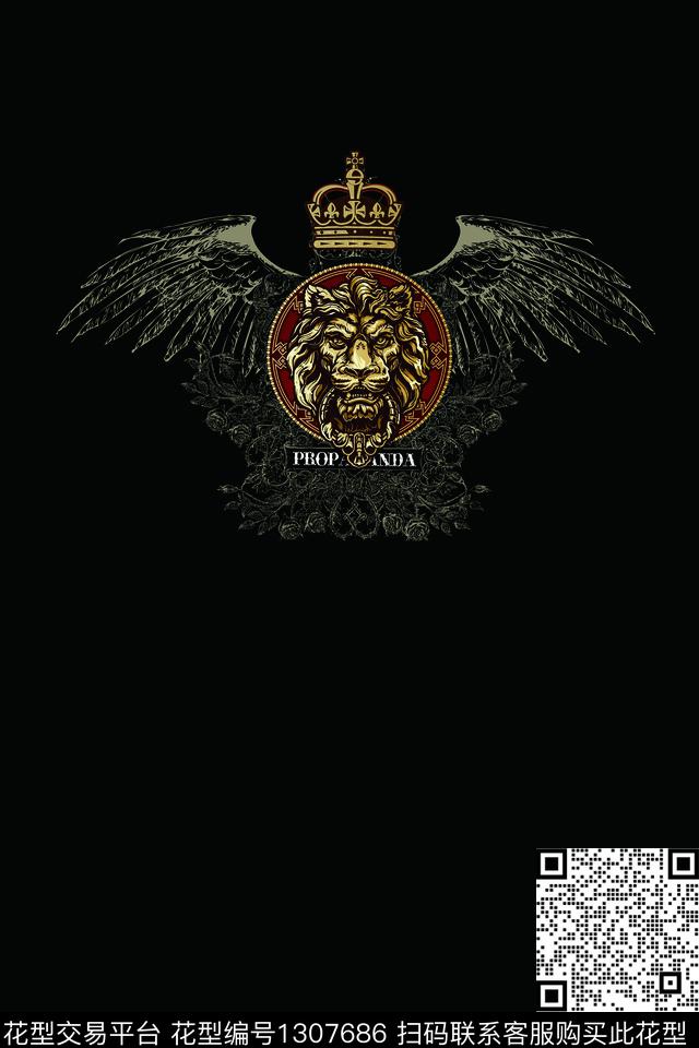 翅膀狮子珠宝宝石数码印花华亿平台下载（图片编号: 1307686） - 瓦栏（Walan）