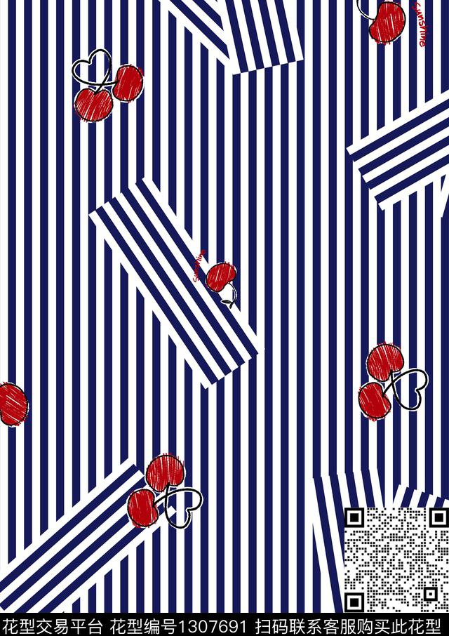 水果条纹变形条纹数码印花华亿平台下载（图片编号: 1307691） - 瓦栏（Walan）