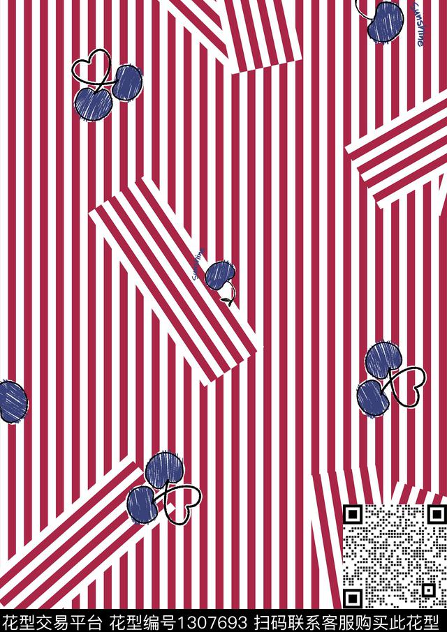 水果条纹变形条纹数码印花华亿平台下载（图片编号: 1307693） - 瓦栏（Walan）