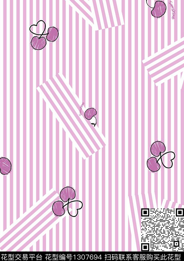 水果条纹变形条纹数码印花华亿平台下载（图片编号: 1307694） - 瓦栏（Walan）