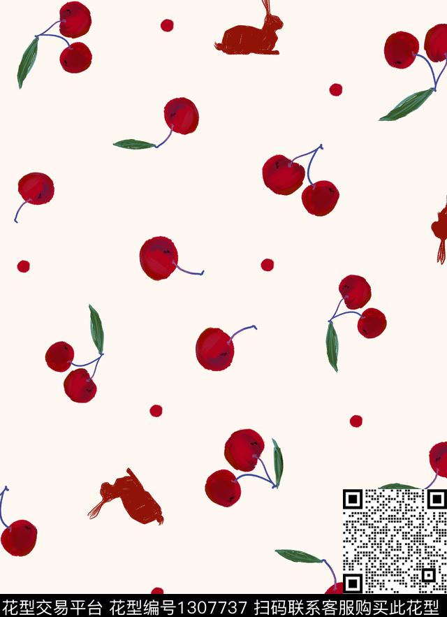 水果樱桃清爽数码印花华亿平台下载（图片编号: 1307737） - 瓦栏（Walan）