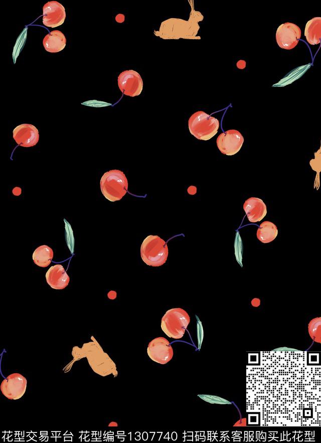 水果樱桃清爽数码印花华亿平台下载（图片编号: 1307740） - 瓦栏（Walan）