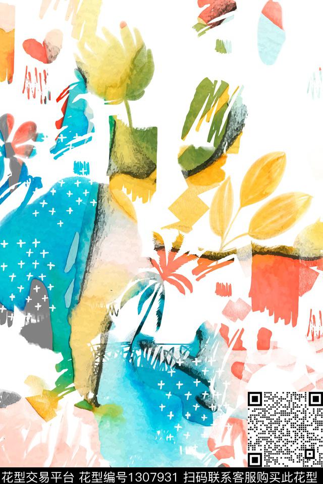 几何定位花春夏华亿平台数码印花华亿平台下载（图片编号: 1307931） - 瓦栏（Walan）