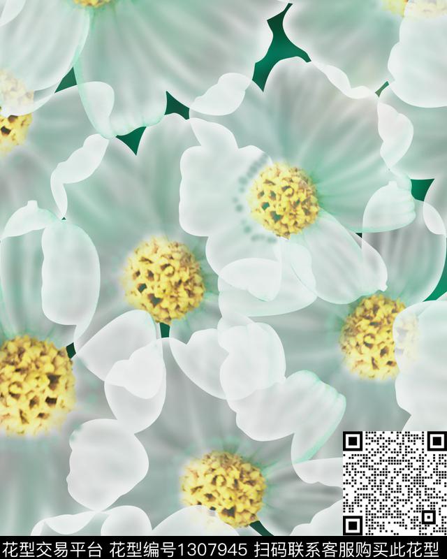 图案——服饰图案——面料图案——花卉数码印花华亿平台下载（图片编号: 1307945） - 瓦栏（Walan）