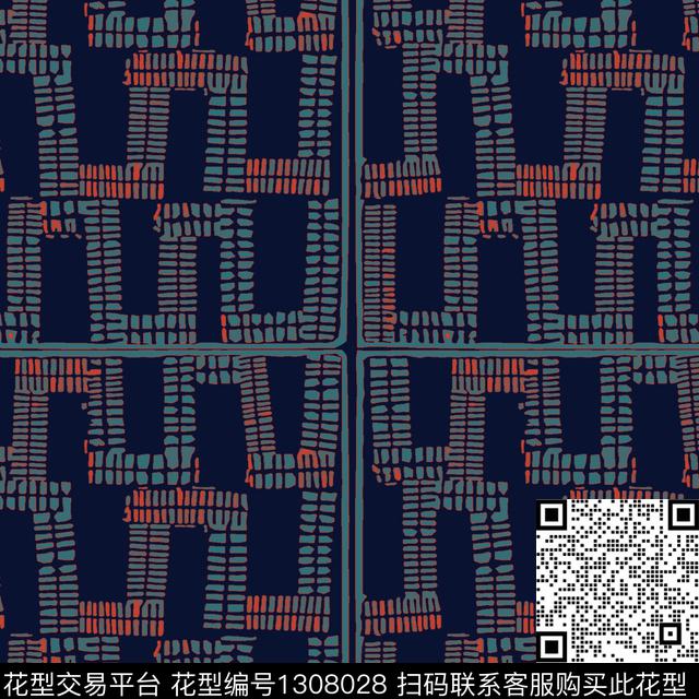 几何抽象手绘线条笔触数码印花华亿平台下载（图片编号: 1308028） - 瓦栏（Walan）