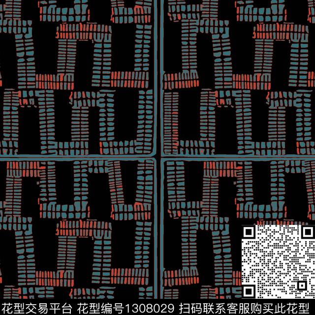 几何抽象手绘线条笔触数码印花华亿平台下载（图片编号: 1308029） - 瓦栏（Walan）