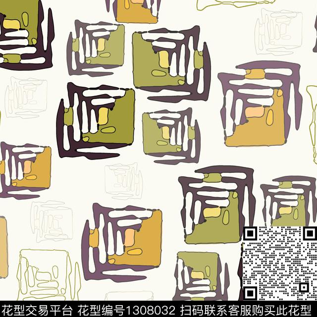 几何抽象手绘线条笔触数码印花华亿平台下载（图片编号: 1308032） - 瓦栏（Walan）