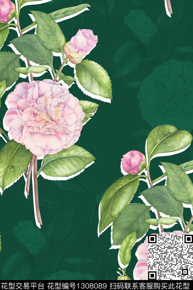 高档女装植物花草经典风格数码印花华亿平台下载（图片编号: 1308089） - 瓦栏（Walan）