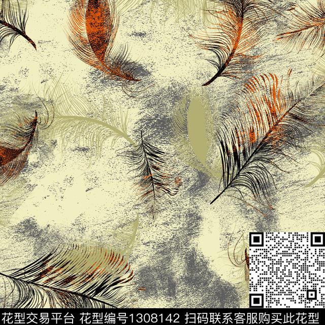 羽毛纸印花女装传统印花华亿平台下载（图片编号: 1308142） - 瓦栏（Walan）