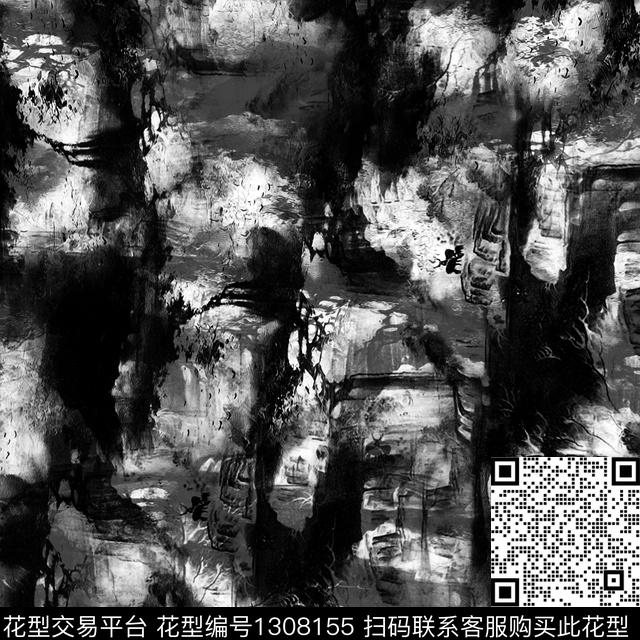 黑白华亿平台纸印花女装传统印花华亿平台下载（图片编号: 1308155） - 瓦栏（Walan）