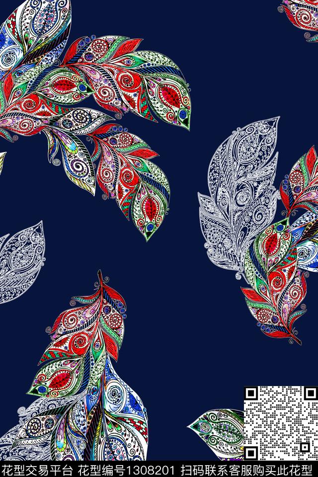 羽毛数码华亿平台满版散花数码印花华亿平台下载（图片编号: 1308201） - 瓦栏（Walan）