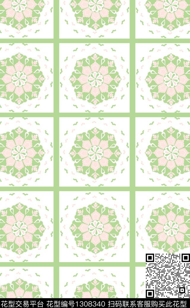 清爽底花卉少女素雅传统印花华亿平台下载（图片编号: 1308340） - 瓦栏（Walan）