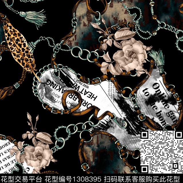 黑白华亿平台复古抽象男装数码印花华亿平台下载（图片编号: 1308395） - 瓦栏（Walan）