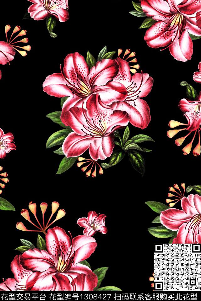 花卉大牌风水彩花卉数码印花华亿平台下载（图片编号: 1308427） - 瓦栏（Walan）