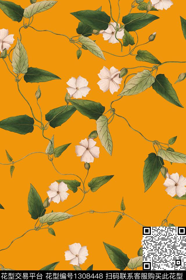花卉大牌风水彩花卉数码印花华亿平台下载（图片编号: 1308448） - 瓦栏（Walan）