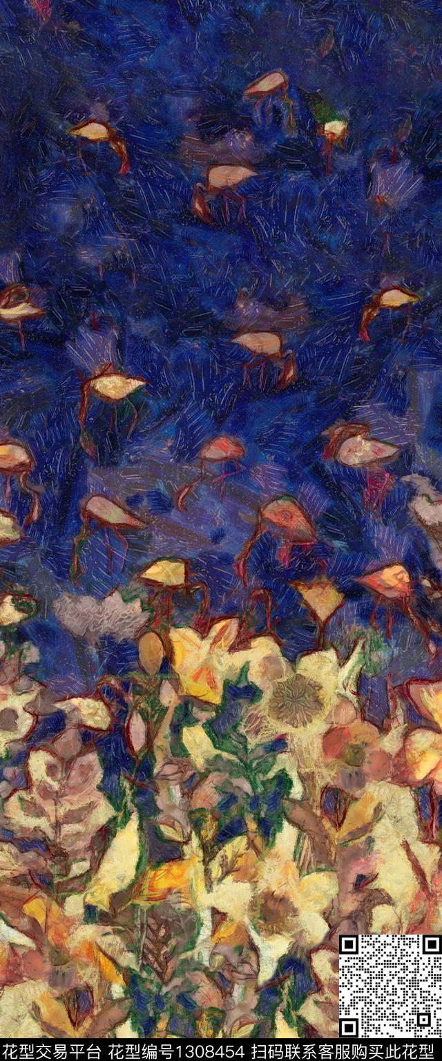 撞色奢华数码定位花数码印花华亿平台下载（图片编号: 1308454） - 瓦栏（Walan）