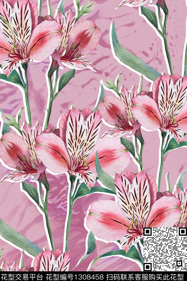 植物花草原创手绘高档女装数码印花华亿平台下载（图片编号: 1308458） - 瓦栏（Walan）