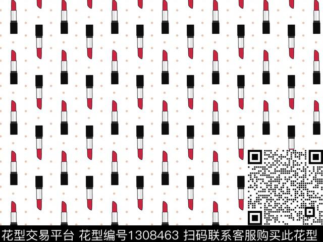 口红波点白底花传统印花华亿平台下载（图片编号: 1308463） - 瓦栏（Walan）