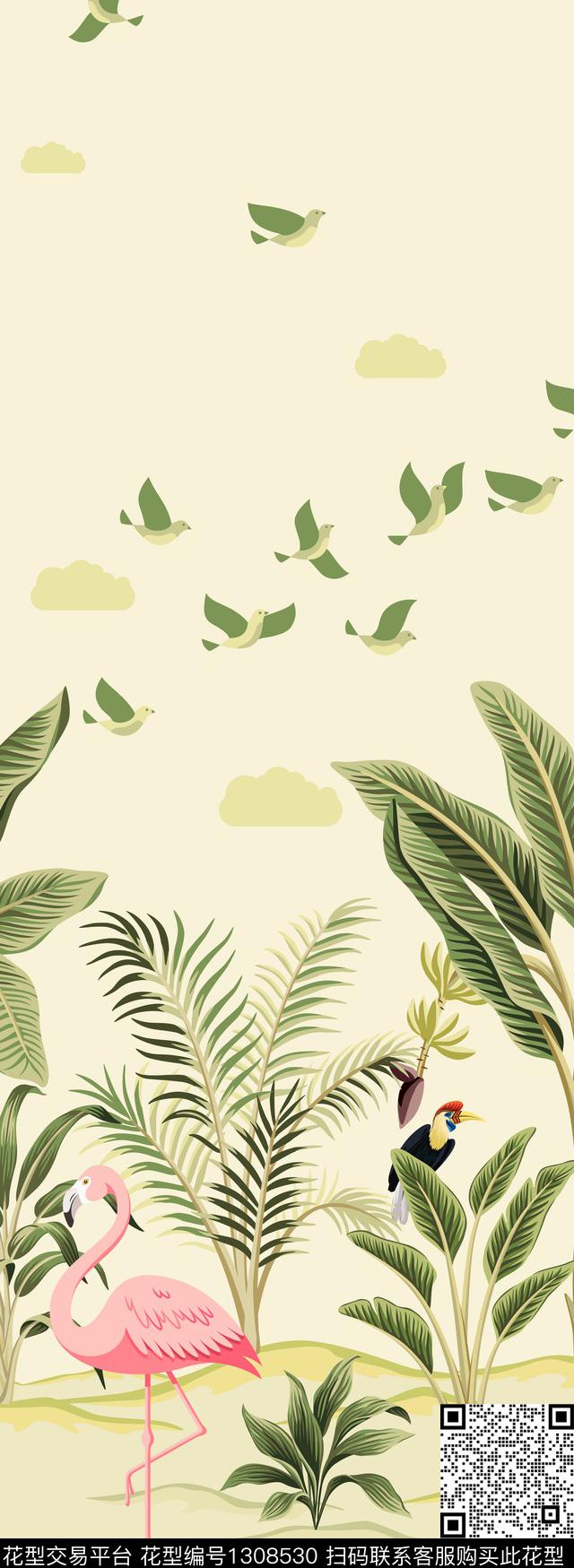 定位花绿植树叶棕榈树数码印花华亿平台下载（图片编号: 1308530） - 瓦栏（Walan）