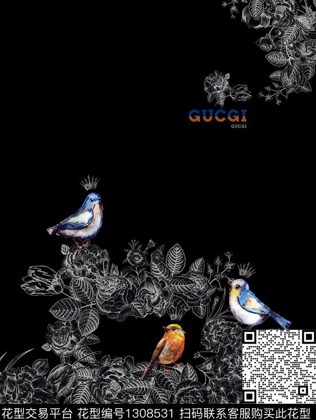 定位花字母满版散花数码印花华亿平台下载（图片编号: 1308531） - 瓦栏（Walan）