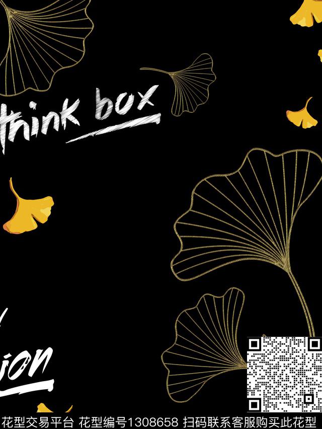 文字线条花卉银杏叶传统印花华亿平台下载（图片编号: 1308658） - 瓦栏（Walan）