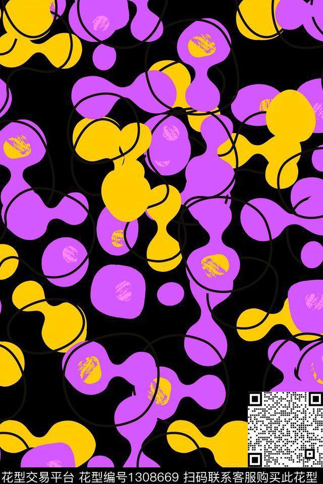 大牌风抽象卡通传统印花华亿平台下载（图片编号: 1308669） - 瓦栏（Walan）