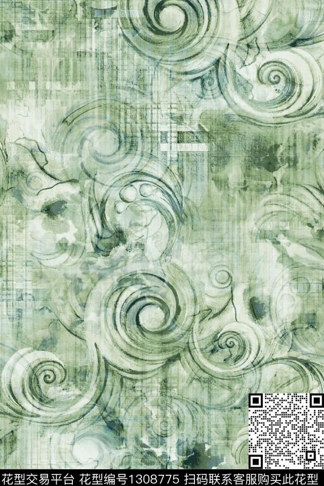 肌理大牌风抽象数码印花华亿平台下载（图片编号: 1308775） - 瓦栏（Walan）