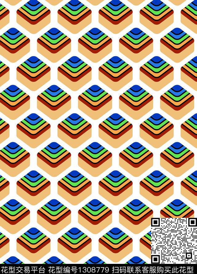 颜色几何抽象数码印花华亿平台下载（图片编号: 1308779） - 瓦栏（Walan）