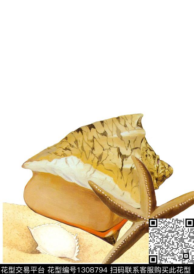 海星沙滩简约数码印花华亿平台下载（图片编号: 1308794） - 瓦栏（Walan）