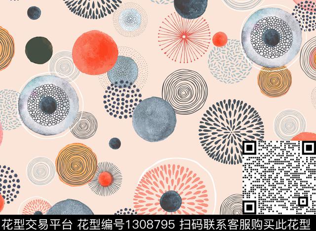 连衣裙水彩小清新传统印花华亿平台下载（图片编号: 1308795） - 瓦栏（Walan）