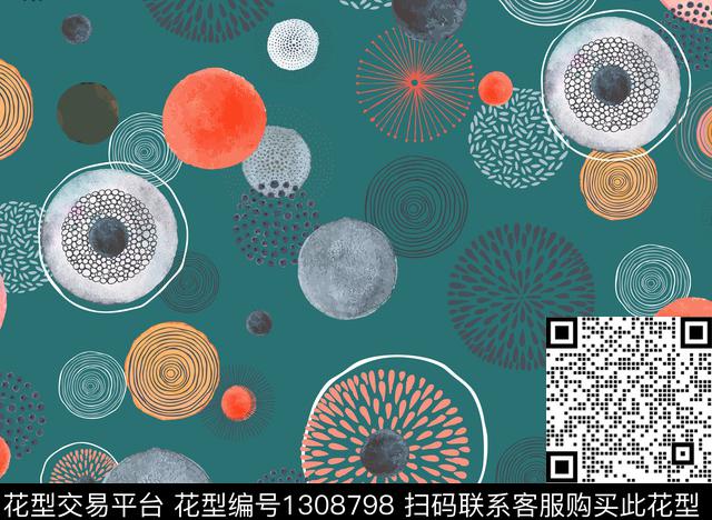 连衣裙水彩小清新数码印花华亿平台下载（图片编号: 1308798） - 瓦栏（Walan）