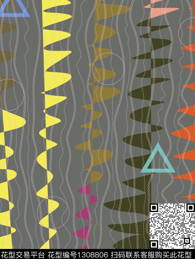 几何大牌风抽象传统印花华亿平台下载（图片编号: 1308806） - 瓦栏（Walan）