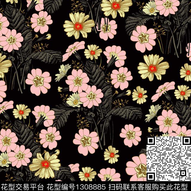 春夏华亿平台中老年衣裙黑色系列传统印花华亿平台下载（图片编号: 1308885） - 瓦栏（Walan）