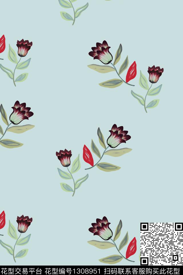 花卉大牌风家纺数码印花华亿平台下载（图片编号: 1308951） - 瓦栏（Walan）