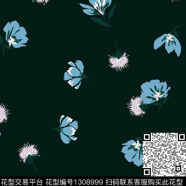 花卉满版散花大牌风传统印花华亿平台下载（图片编号: 1308999） - 瓦栏（Walan）