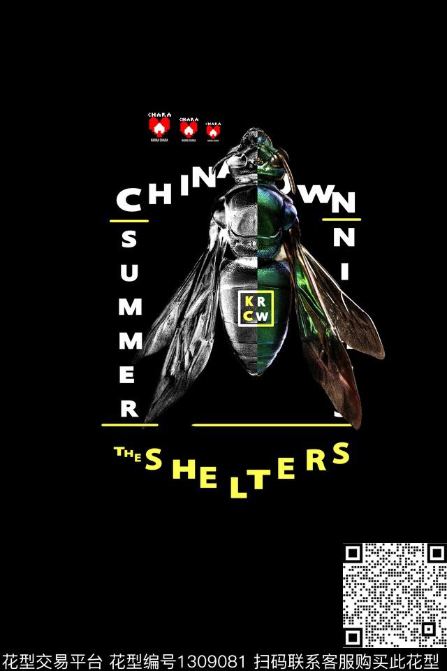 胸前独幅字母黑白华亿平台数码印花华亿平台下载（图片编号: 1309081） - 瓦栏（Walan）