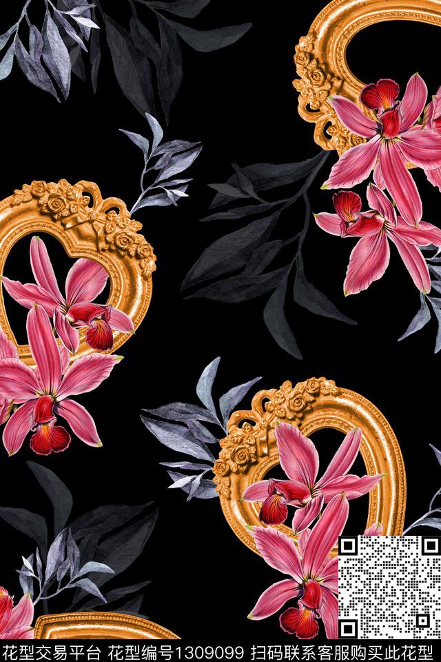 花卉大牌风相框数码印花华亿平台下载（图片编号: 1309099） - 瓦栏（Walan）