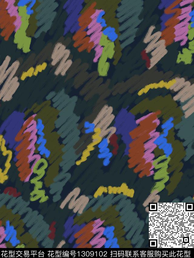 写意涂鸦文艺传统印花华亿平台下载（图片编号: 1309102） - 瓦栏（Walan）