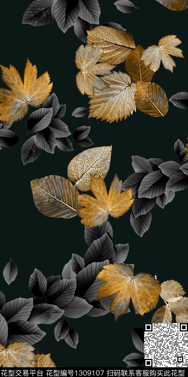 绿植树叶花卉雕印华亿平台数码印花华亿平台下载（图片编号: 1309107） - 瓦栏（Walan）