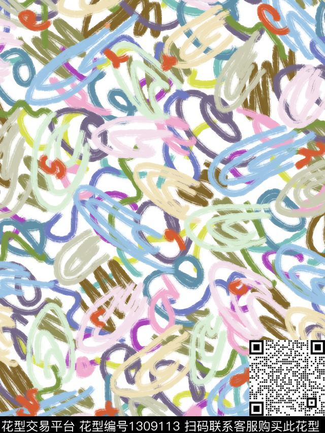 写意涂鸦文艺数码印花华亿平台下载（图片编号: 1309113） - 瓦栏（Walan）