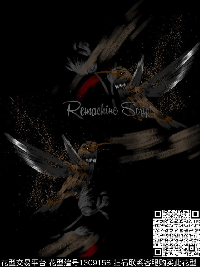 定位花肌理鸟数码印花华亿平台下载（图片编号: 1309158） - 瓦栏（Walan）