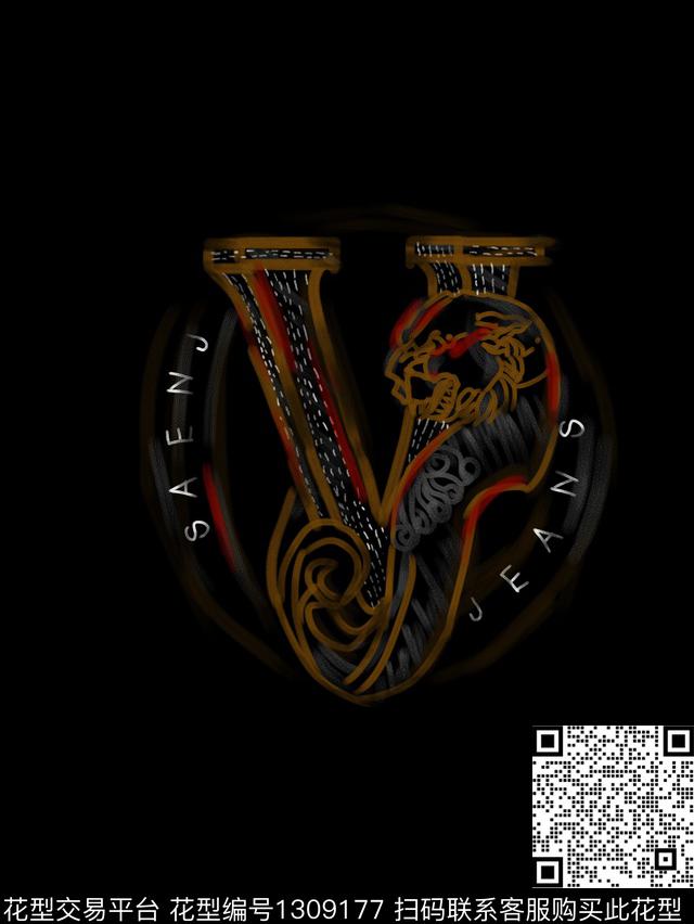 定位花字母简欧数码印花华亿平台下载（图片编号: 1309177） - 瓦栏（Walan）